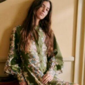 Sezane Caprice Dress - Floral Border - Size 14 - EUC